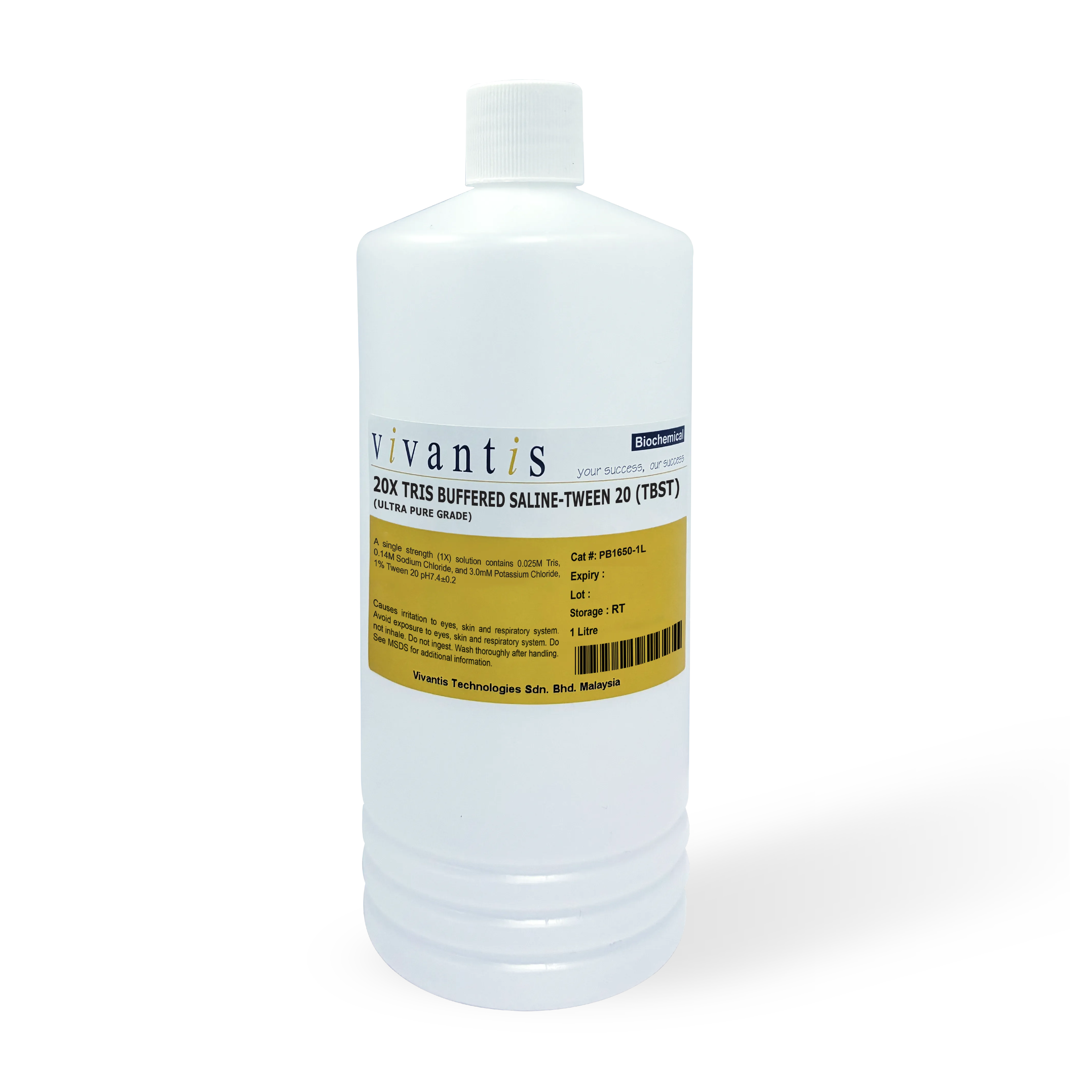 20X Tris-Buffered Saline-Tween 20 (TBST) Buffer, Ultra Pure Grade, 1 L - image 1