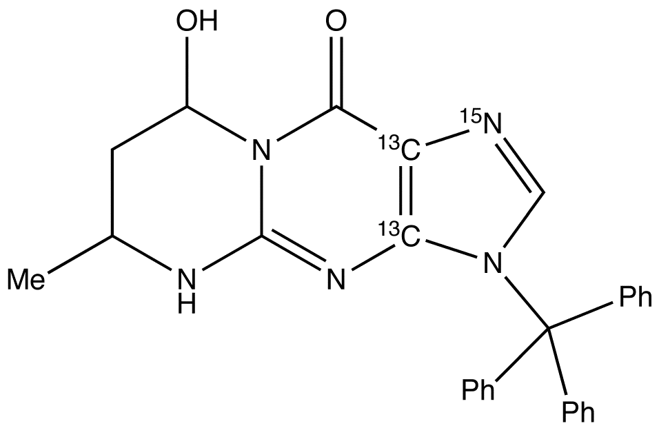 N-Trityl-4,6,7,8-tetrahydro-8-hydroxy-6-methylpyrimido[1,2-a]purin-10(3H)-one-13C2,15N - image 1