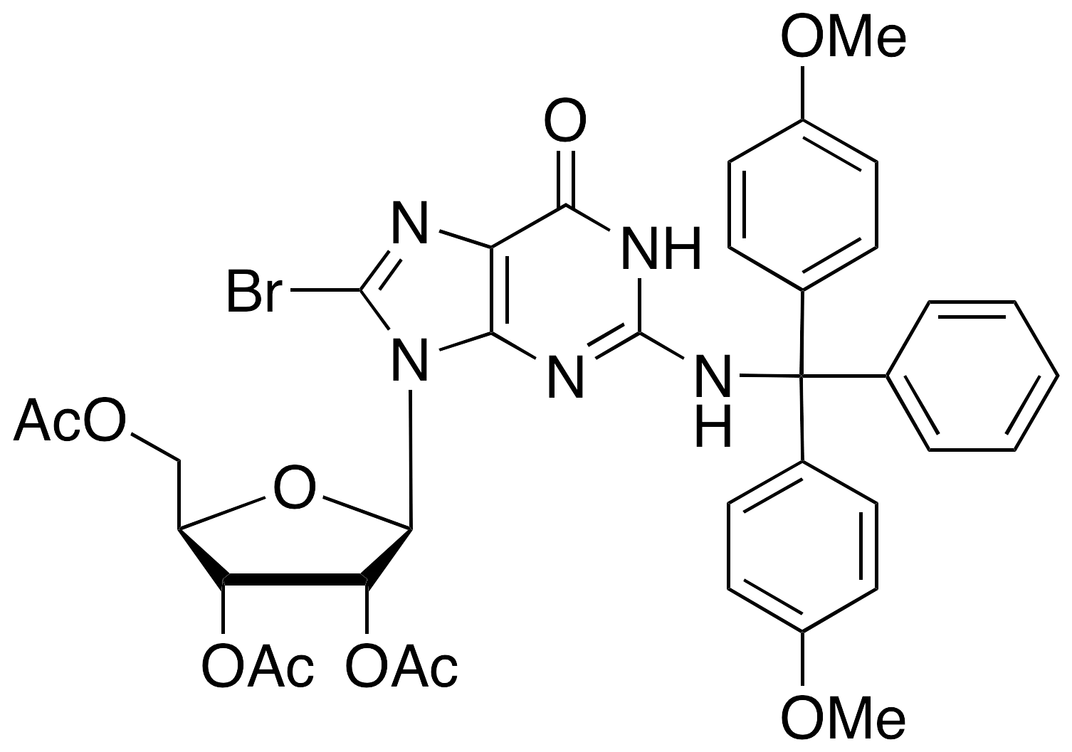 N-(4,4'-Dimethoxytrityl)-8-bromoguanosine 2',3',5'-Triacetate - image 1