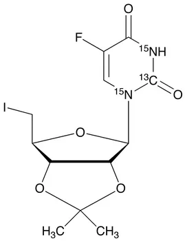 5’-Deoxy-5’-iodo-2’,3’-O-isopropylidene-5-fluorouridine-13C,15N2 >95% - image 1