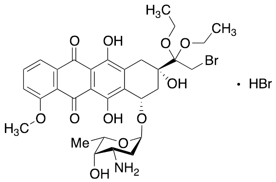 (8S-cis)-10-[(3-Amino-2,3,6-trideoxy-a-L-lyxo-hexopyranosyl)oxy]-8-(2-bromo-1,1-diethoxyethyl)-7,8,9,10-tetrahydro-6,8,11-trihydroxy-1-methoxy-5,12-naphthacenedione Hydrobromide (Technichal Grade) - image 1