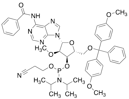 (2R,3R,4R,5R)-5-(6-Benzamido-9H-purin-9-yl)-2-((bis(4-methoxyphenyl)(phenyl)methoxy)methyl)-4-methoxytetrahydrofuran-3-yl (2-Cyanoethyl) Diisopropylphosphoramidite - image 1