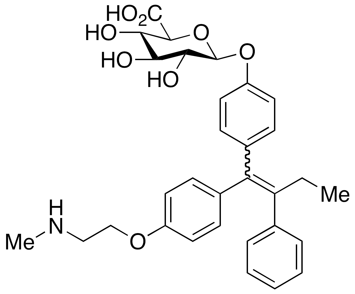N-Desmethyl-4-hydroxy Tamoxifen beta-D-Glucuronide (E/Z Mixture) - image 1