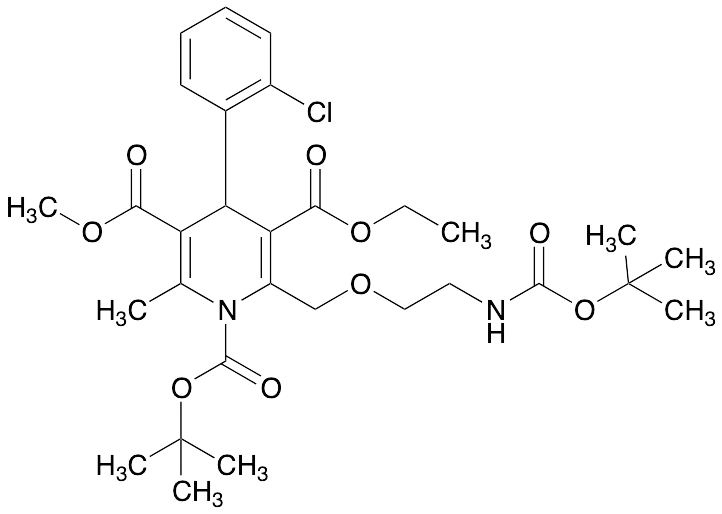 1-tert-Butyl 3-Ethyl 5-methyl 2-((2-((tert-Butoxycarbonyl)amino)ethoxy)methyl)-4-(2-chlorophenyl)-6-methylpyridine-1,3,5(4H)-tricarboxylate - image 1
