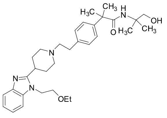 2-(4-(2-(4-(1-(2-Ethoxyethyl)-1H-benzo[d]imidazol-2-yl)piperidin-1-yl)ethyl)phenyl)-N-(1-hydroxy-2-methylpropan-2-yl)-2-methylpropanamide - image 1