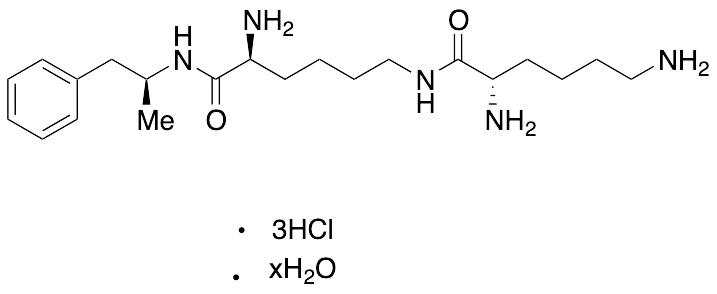 (S)-2,6-Diamino-N-((S)-5-amino-6-oxo-6-(((S)-1-phenylpropan-2-yl)amino)hexyl)hexanamide Trihydrochloride Hydrate - image 1