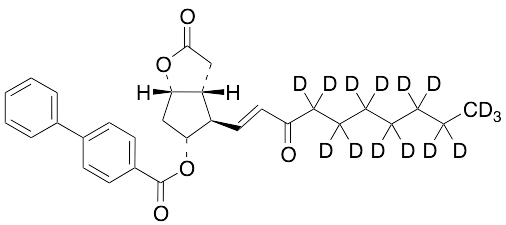 (3aR,4R,5R,6aS)-Hexahydro-5-hydroxy-4-(3-oxo-1-decenyl)-2H-cyclopenta[b]furan-2-one 5-(4-Phenylbenzoate)-d15 - image 1