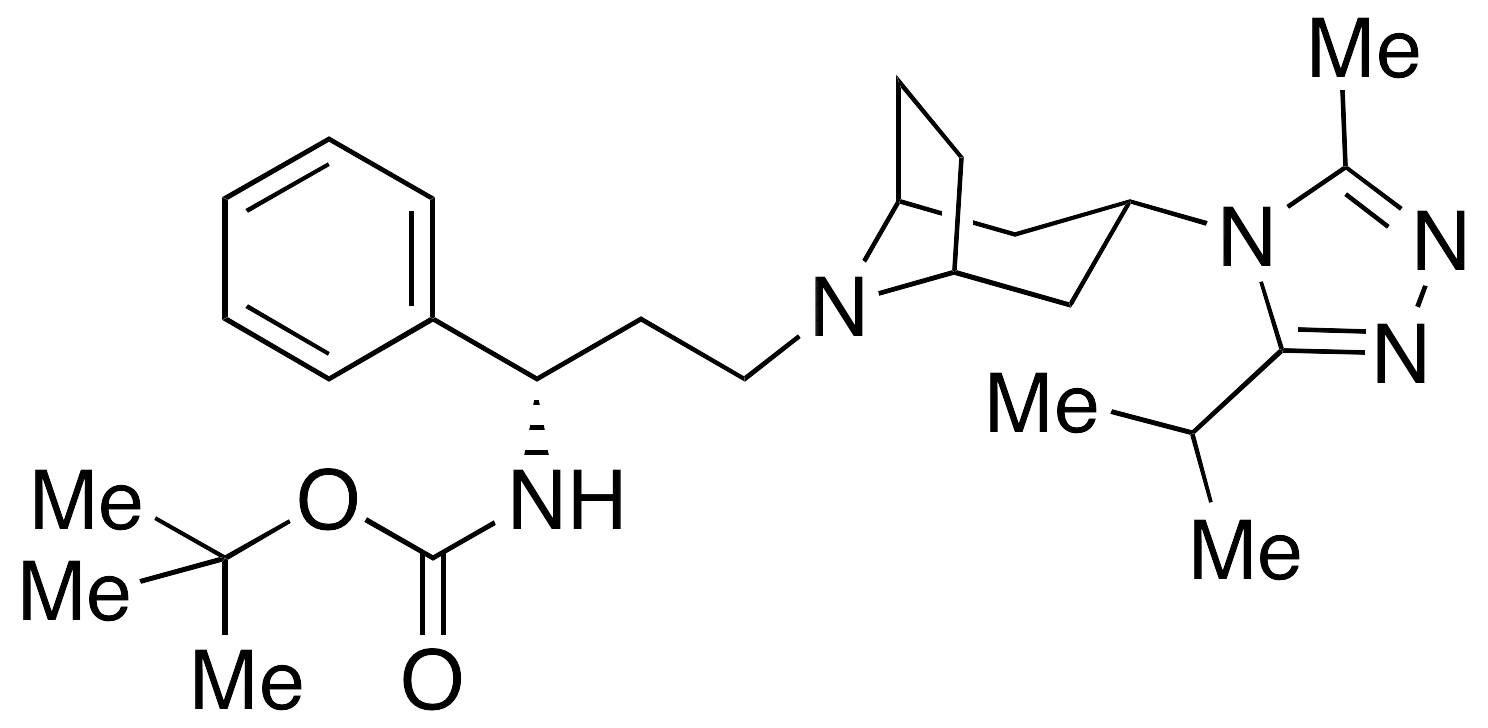N-Boc-(1S)-3-[3-(3-isopropyl-5-methyl-4H-1,2,4-triazol-4-yl)-exo-8-azabicyclo[3.2.1]oct-8-yl]-1-phenyl-1-propanamine - image 1