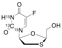 cis 5-Fluoro-1-[2-(hydroxymethyl)-1,3-oxathiolan-5-yl]-2,4(1H,3H)-pyrimidinedione-13C,15N2 - image 1