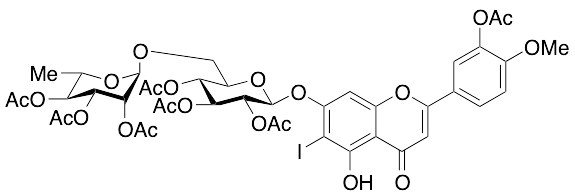2-[3-(Acetyloxy)-4-methoxyphenyl]-5-hydroxy-6-iodo-7-[[2,3,4-tri-O-acetyl-6-O-(2,3,4-tri-O-acetyl-6-deoxy-Alpha-L-mannopyranosyl)-Beta-D-glucopyranosyl]oxy]-4H-1-Benzopyran-4-one - image 1