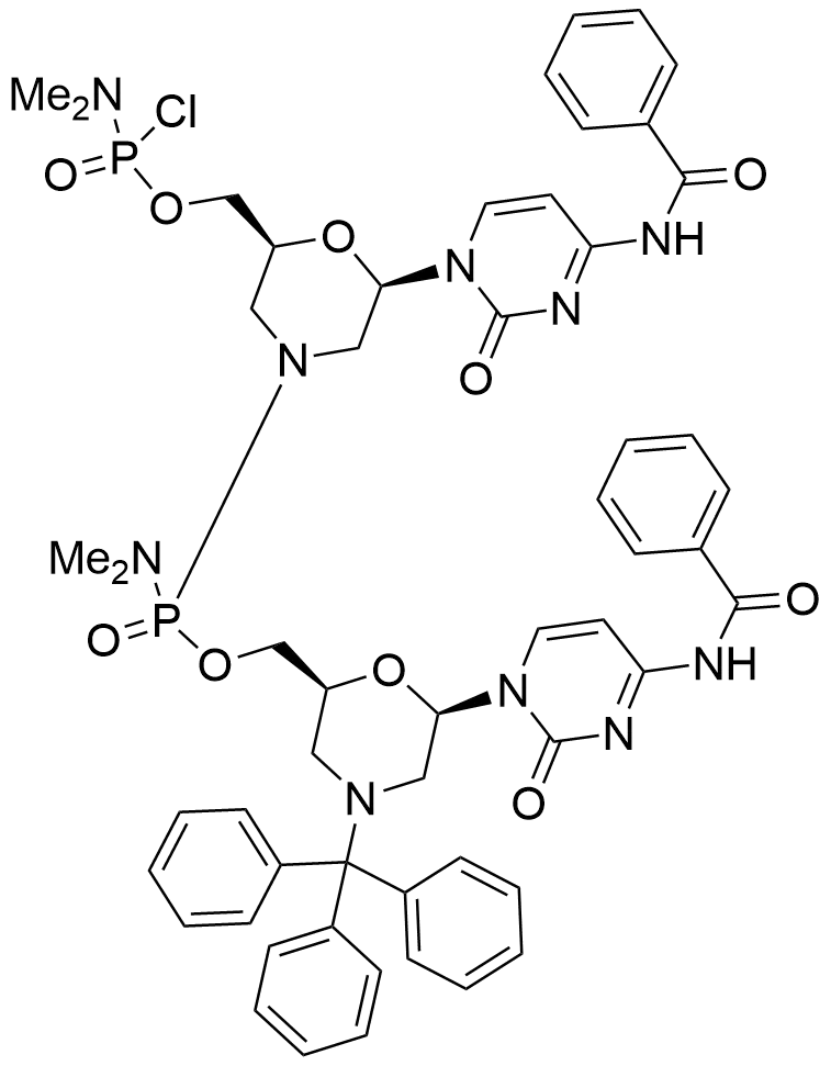 [(2S,6R)-6-{N4-Benzoylcydin-1-yl}-4-tritylmorpholin-2-yl]methyl dimethyl-phosphoramidochloridate Dimer - image 1
