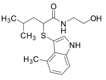 N-(2-Hydroxyethyl)-4-methyl-2-((4-methyl-1H-indol-3-yl)thio)pentamide - image 1