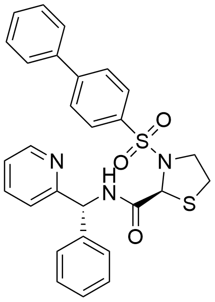(S)-3-([1,1'-biphenyl]-4-ylsulfonyl)-N-((R)-phenyl(pyridin-2-yl)methyl)thiazolidine-2-carboxamide - image 1