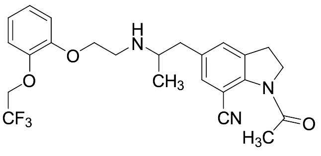1-Acetyl-2,3-dihydro-5-[2-[[2-[2-(2,2,2-trifluoroethoxy)phenoxy]ethyl]amino]propyl]-1H-indole-7-carbonitrile - image 1