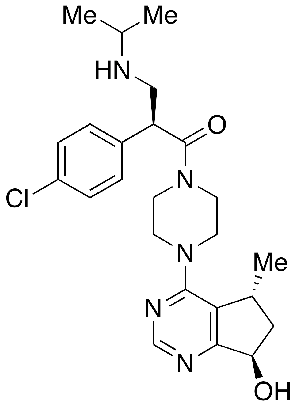 (2S)-2-(4-Chlorophenyl)-1-[4-[(5R,7R)-6,7-dihydro-7-hydroxy-5-methyl-5H-cyclopentapyrimidin-4-yl]-1-piperazinyl]-3-[(1-methylethyl)amino]-1-propanone - image 1