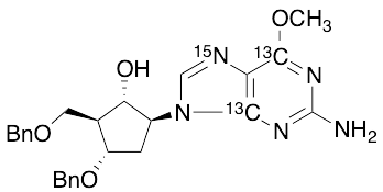 (1S,2S,3S,5S)-5-(2-Amino-6-methoxy-9H-purin-9-yl)-3-(phenylmethoxy)-2-[(phenylmethoxy)methyl]-cyclopentanol-13C2,15N - image 1