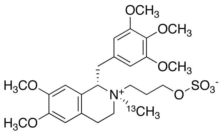 3-{trans-1,2,3,4-Tetrahydro-6,7-dimethoxy-2-(methyl-13C)-1-[(3,4,5-trimethoxyphenyl)methyl]-2-isoquinolinio}propyl-1-sulfate - image 1