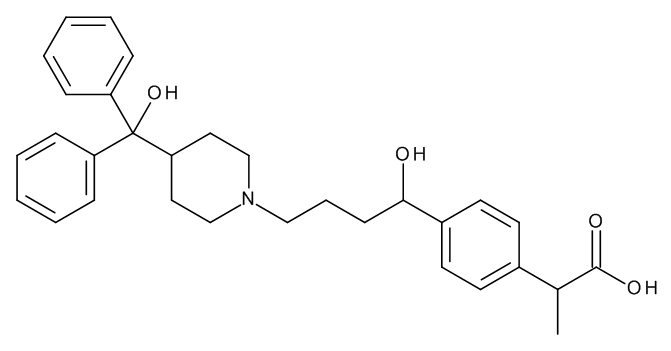 2-(4-(1-Hydroxy-4-(4-(hydroxydiphenylmethyl)piperidin-1-yl)butyl)phenyl)propanoic Acid Hydrochloride - image 1