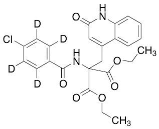 2-[(4-Chlorobenzoyl)amino]-2-[(1,2-dihydro-2-oxo-4-quinolinyl)methyl]-propanedioic Acid 1,3-Diethyl Ester-d4 - image 1