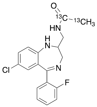N-((7-Chloro-5-(2-fluorophenyl)-2,3-dihydro-1H-benzo[e][1,4]diazepin-2-yl)methyl)acetamide-13C2 - image 1