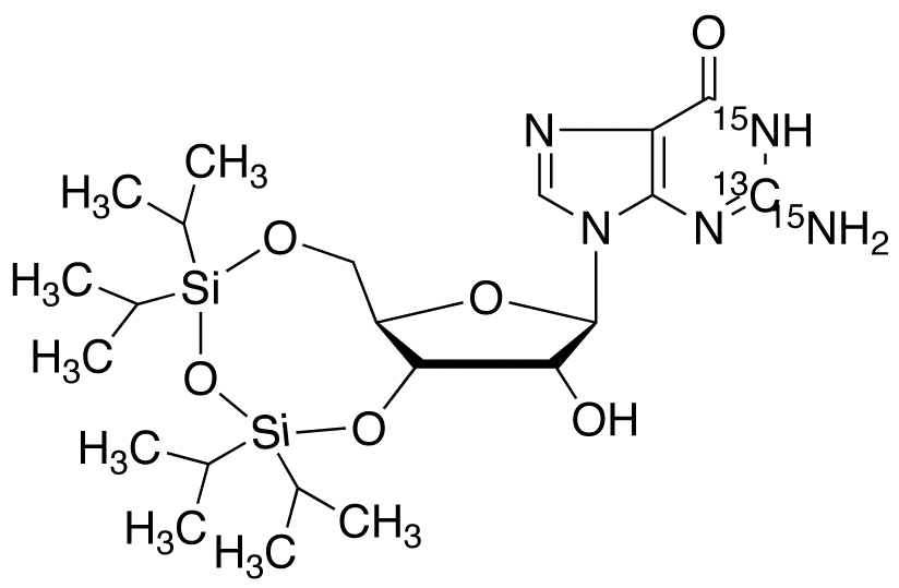 3',5'-O-[Tetrakis(1-methylethyl)-1,3-disiloxanediyl]guanosine-13C,15N2 - image 1