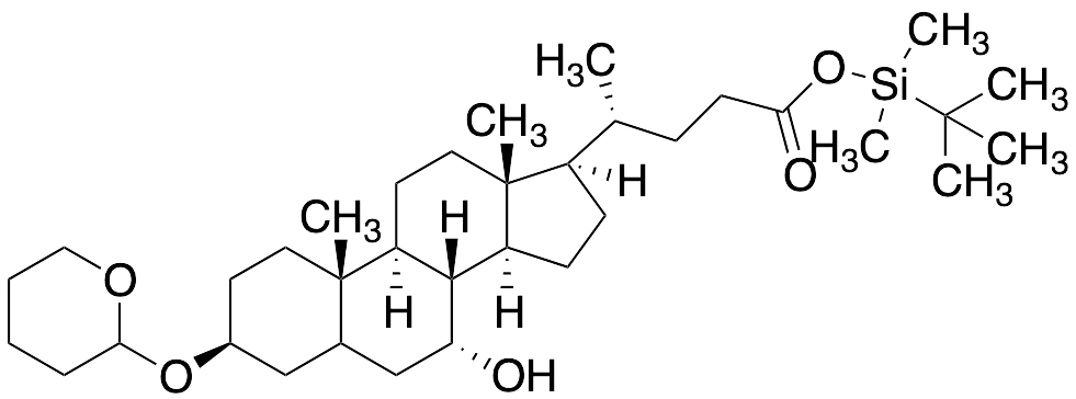 (4R)-tert-Butyldimethylsilyl 4-((3S,7R,8R,9S,10S,13R,14S,17R)-7-Hydroxy-10,13-dimethyl-3-((tetrahydro-2H-pyran-2-yl)oxy)hexadecahydro-1H-cyclopenta[a]phenanthren-17-yl)pentanoate - image 1