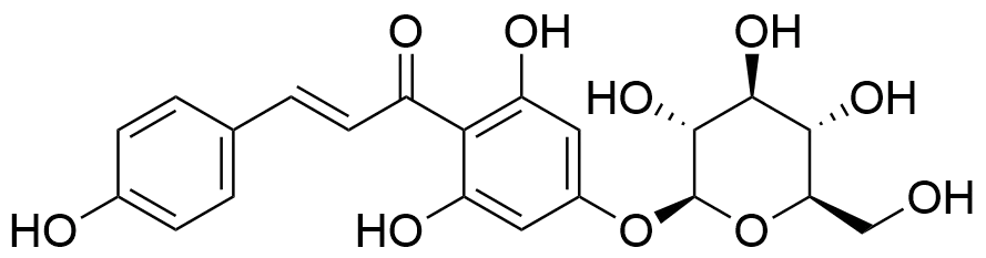 (E)-1-(2,6-dihydroxy-4-(((2S,3R,4S,5S,6R)-3,4,5-trihydroxy-6-(hydroxymethyl)tetrahydro-2H-pyran-2-yl)oxy)phenyl)-3-(4-hydroxyphenyl)prop-2-en-1-one - image 1
