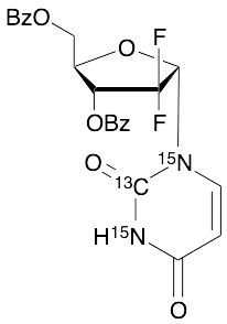 1’-Epi 3,5-Dibenzoate-2,2-difluorouridine-13C,15N2 - image 1