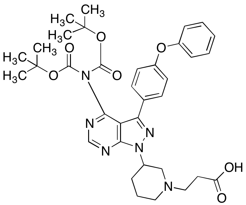 3-(3-(4-((Di-Boc)amino)-3-(4-phenoxyphenyl)-1H-pyrazolo[3,4-d]pyrimidin-1-yl)piperidin-1-yl)propanoic Acid - image 1