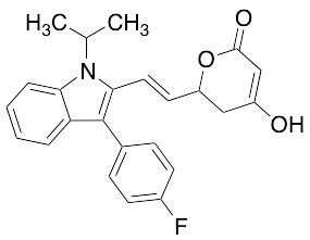 6-[(1E)-2-[3-(4-Fluorophenyl)-1-(1-methylethyl)-1H-indol-2-yl]ethenyl]-5,6-dihydro-4-hydroxy-2H-pyran-2-one - image 1