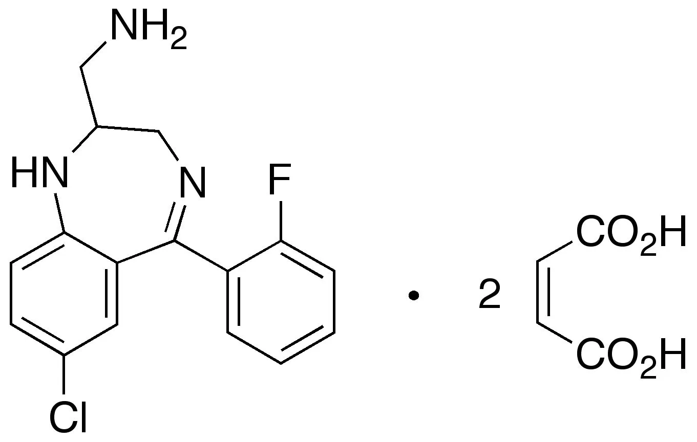 2-Aminomethyl-7-chloro-2,3-dihydro-5-(2-fluorophenyl)-1H-1,4-benzodiazepine Dimaleate - image 1