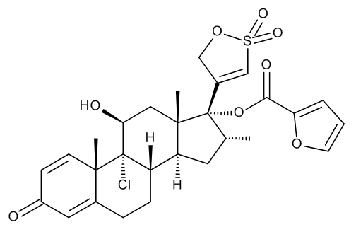 (11Beta,16Alpha,17Alpha)-9-Chloro-17-(2,2-dioxido-5H-1,2-oxathiol-4-yl)-17-[(2-furanylcarbonyl)oxy]- - image 1
