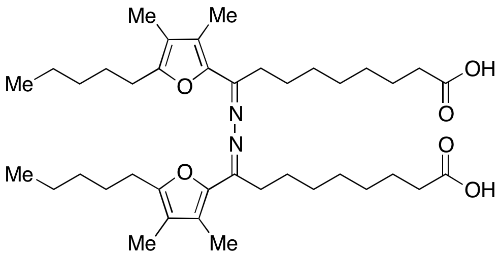 9,9'-(Hydrazine-1,2-diylidene)bis(9-(3,4-dimethyl-5-pentylfuran-2-yl)nonanoic Acid) - image 1