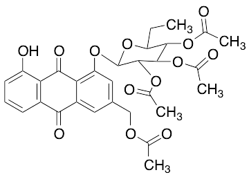 8-Hydroxy-3-(hydroxymethyl)-1-anthraquinonyl Glucopyranoside Pentaacetate - image 1