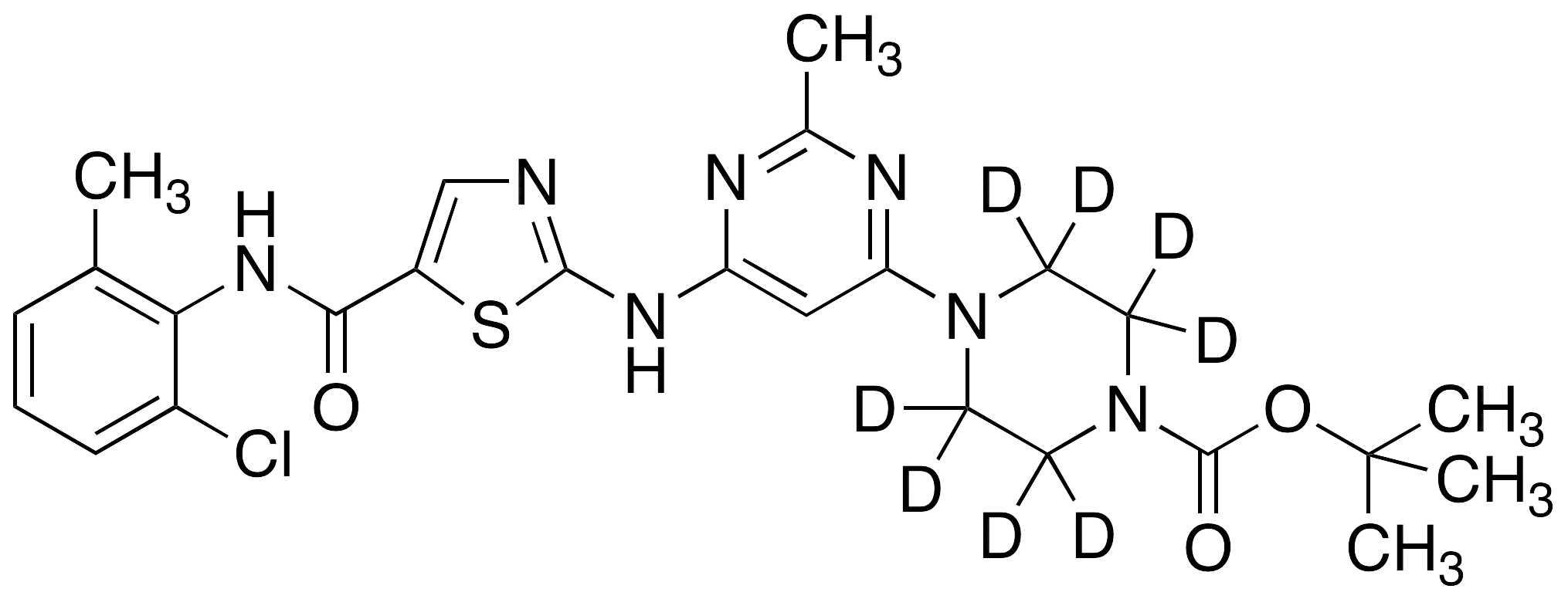N-Boc-N-deshydroxyethyl Dasatinib-d8 - image 1