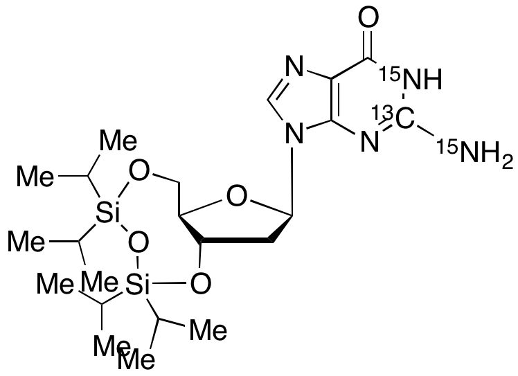2'-Deoxy-3',5'-O-[1,1,3,3-tetrakis(1-methylethyl)-1,3-disiloxanediyl]guanosine-13C15N2 - image 1