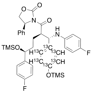 (4S)-3-[(2R,5S)-5-(4-Fluorophenyl)-2-[(S)-[(4-fluorophenyl)amino][4-[(trimethylsilyl)oxy]phenyl]methyl]-1-oxo-5-[(trimethylsilyl)oxy]pentyl]-4-phenyl-2-oxazolidinone-13C6 - image 1