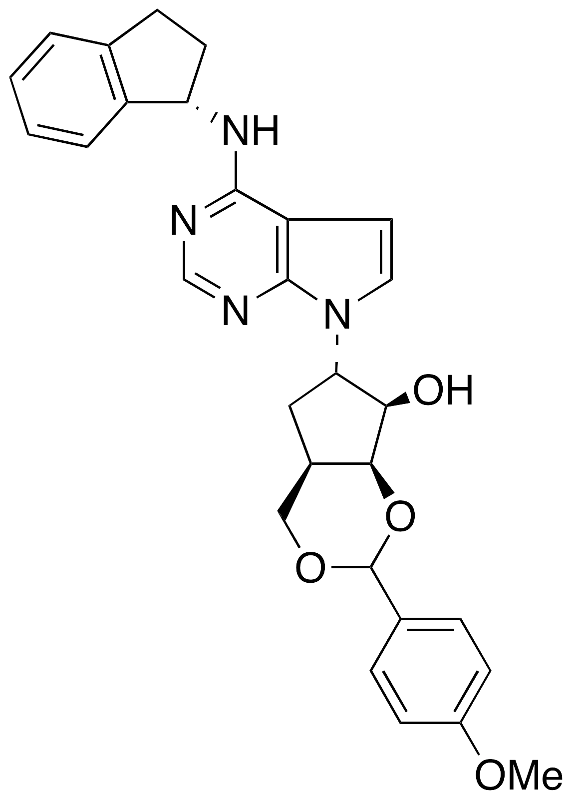 (4aS,6R,7S,7aR)-6-[4-[[(1S)-2,3-Dihydro-1H-inden-1-yl]amino]-7H-pyrrolo[2,3-d]pyrimidin-7-yl]hexahydro-2-(4-methoxyphenyl)-cyclopenta-1,3-dioxin-7-ol - image 1