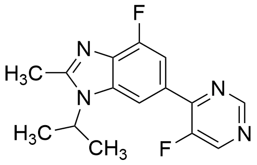 4-Fluoro-6-(5-fluoropyrimidin-4-yl)-2-methyl-1-(propan-2-yl)-1H-1,3-benzodiazole - image 1