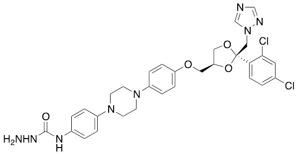 N-(4-(4-(4-(((2R,4S)-2-((1H-1,2,4-Triazol-1-yl)methyl)-2-(2,4-dichlorophenyl)-1,3-dioxolan-4-yl)methoxy)phenyl)piperazin-1-yl)phenyl)hydrazinecarboxamide - image 1