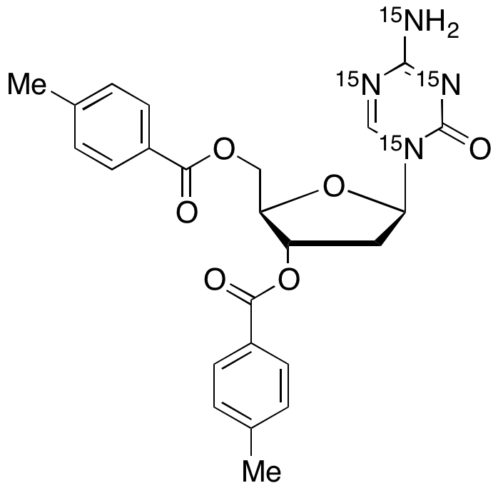 1-(2’-Deoxy-3’,5’-di-O-toluoyl-Beta-D-ribofuranosyl)-2-oxo-4-amino-1,2-dihydro-1,3,5-triazine-15N4 - image 1