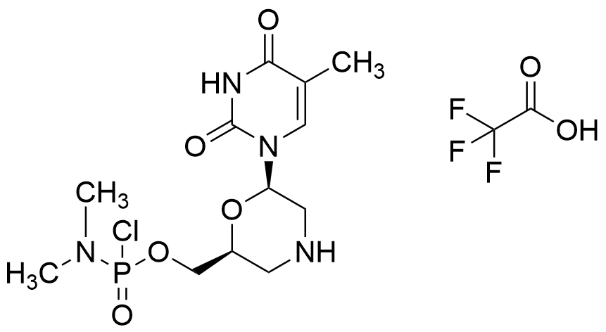 [(2S,6R)-6-{Thymin-1-yl}-morpholin-2-yl]methyl dimethyl-phosphoramidochloridate TFA salt - image 1