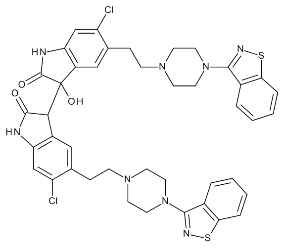 (5,5’-Bis(2-(4-(benzo[d]isothiazol-3-yl)piperazin-1-yl)ethyl)-6,6’-dichloro-3-hydroxy-3,3’-biindoline-2,2’-dione) - image 1