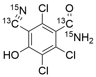 1-Carbamoyl-3-cyano-4-hydroxy-2,5,6-trichlorobenzene, 2,3,6-Trichloro-5-cyano-4-hydroxybenzamide 13C2-15N2 - image 1