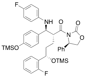 (4R)-3-[(2R,5S)-5-(2-Fluorophenyl)-2-[(S)-[(4-fluorophenyl)amino][4-[(trimethylsilyl)oxy]phenyl]methyl]-1-oxo-5-[(trimethylsilyl)oxy]pentyl]-4-phenyl-2-oxazolidinone - image 1