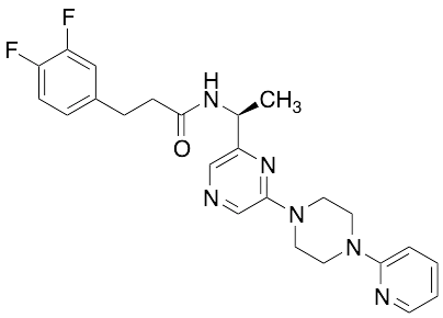 3,4-Difluoro-N-[(1S)-1-[6-[4-(2-pyridinyl)-1-piperazinyl]-2-pyrazinyl]ethyl]benzenepropanamide - image 1