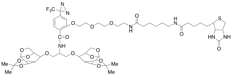 N-[2-[2-[2-[(N-Biotinyl-caproylamino)-ethoxy)ethoxyl]-4-[2-(trifluoromethyl)-3H-diazirin-3-yl]benzoyl]-1,3-bis(1,6-anhydro-2,3-O-isopropylidene-Beta-D-mannopyranosyl-4-yloxy)-2-propylamine - image 1