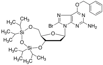 O6-Benzyl-8-bromo-N9-[3’,5’-O-(1,1,3,3-tetrakis(isopropyl)-1,3-disiloxanediyl)-Beta-D-2’-deoxyribofuranosyl]guanine - image 1