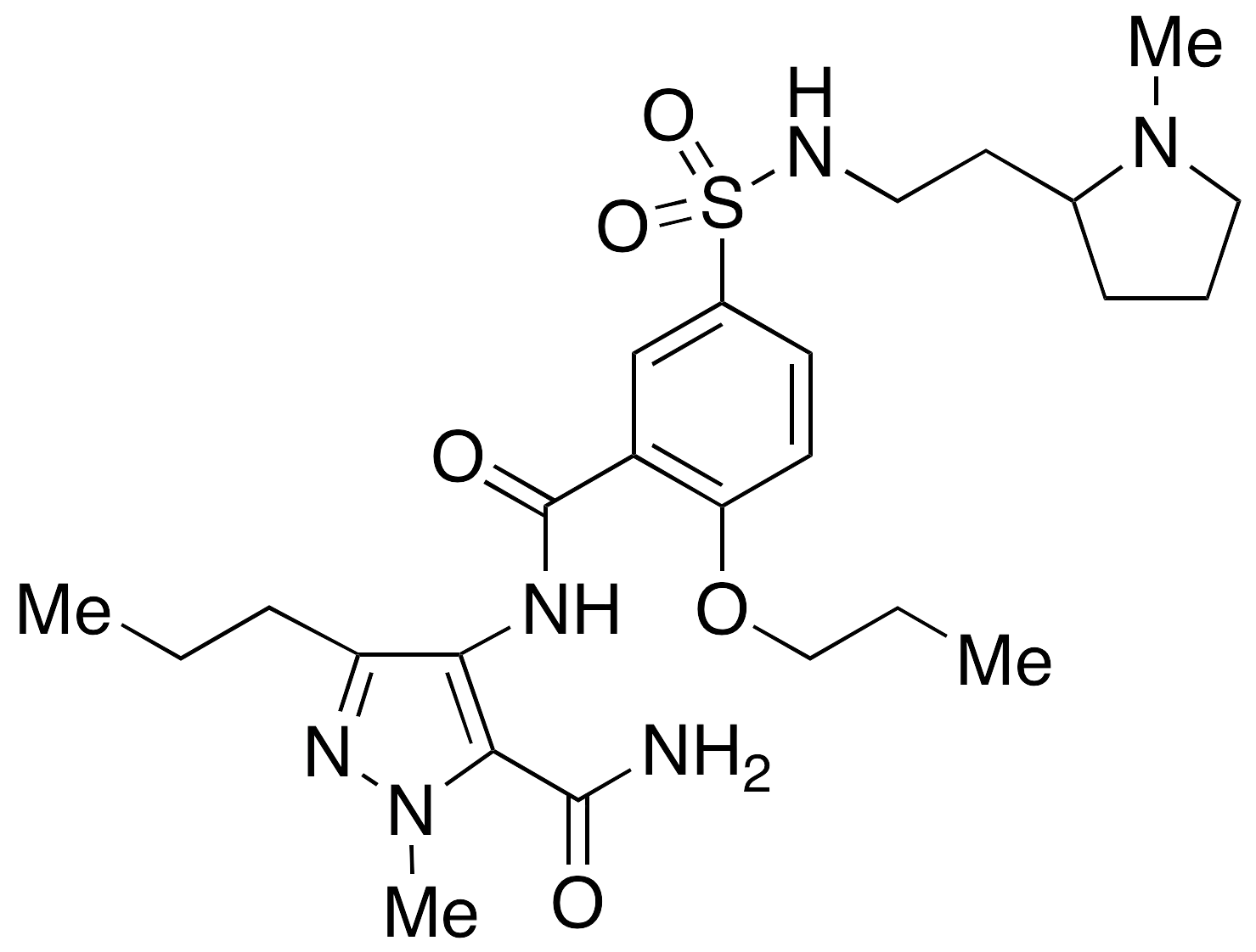 1-Methyl-4-[[5-[[[2-(1-methyl-2-pyrrolidinyl)ethyl]amino]sulfonyl]-2-propoxybenzoyl]amino]-3-propyl-1H-pyrazole-5-carboxamide - image 1