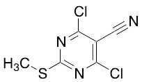 4,6-Dichloro-2-(methylthio)pyrimidine-5-carbonitrile - image 1